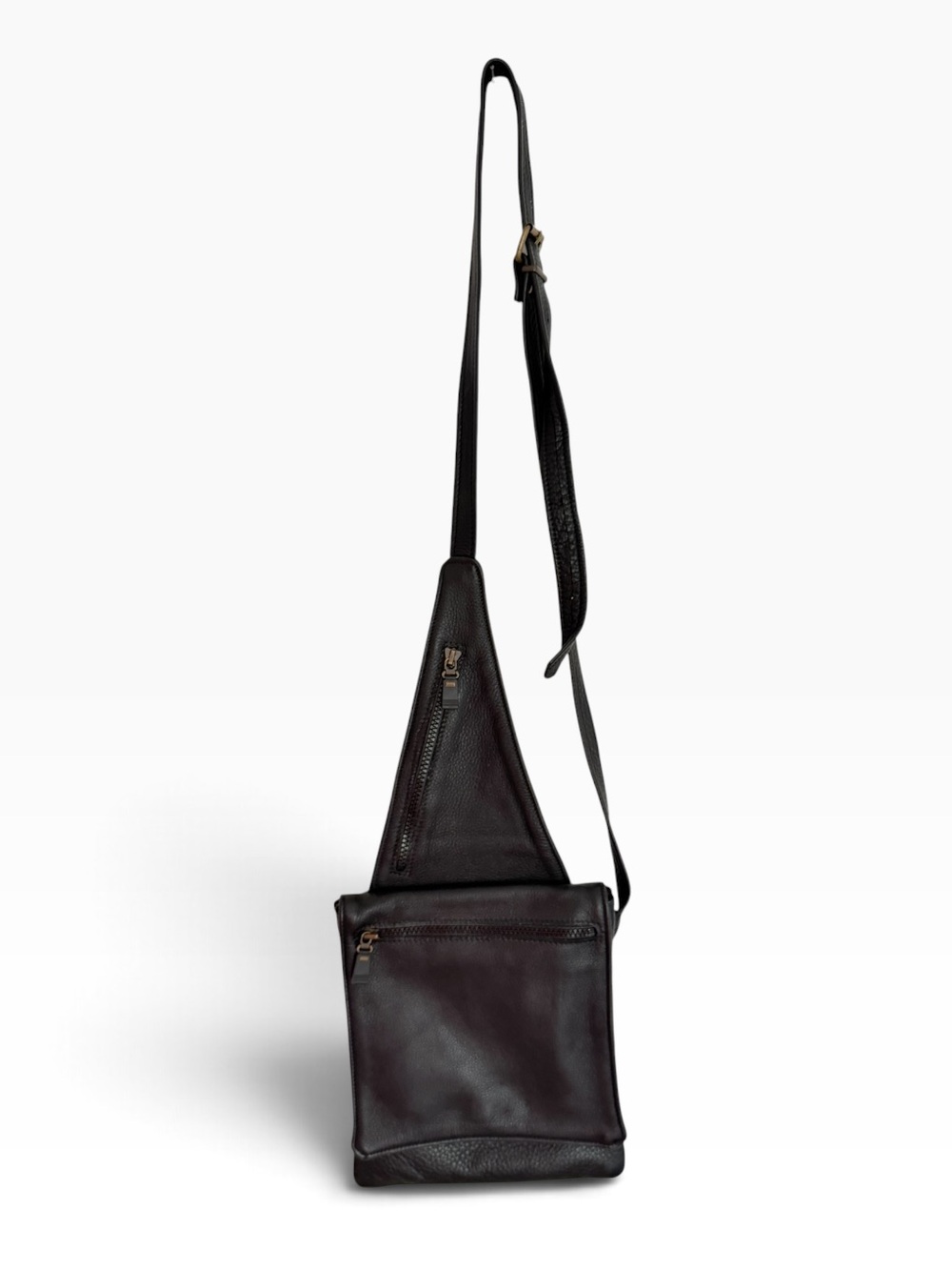 Black Leather Crossbody Sling Bag